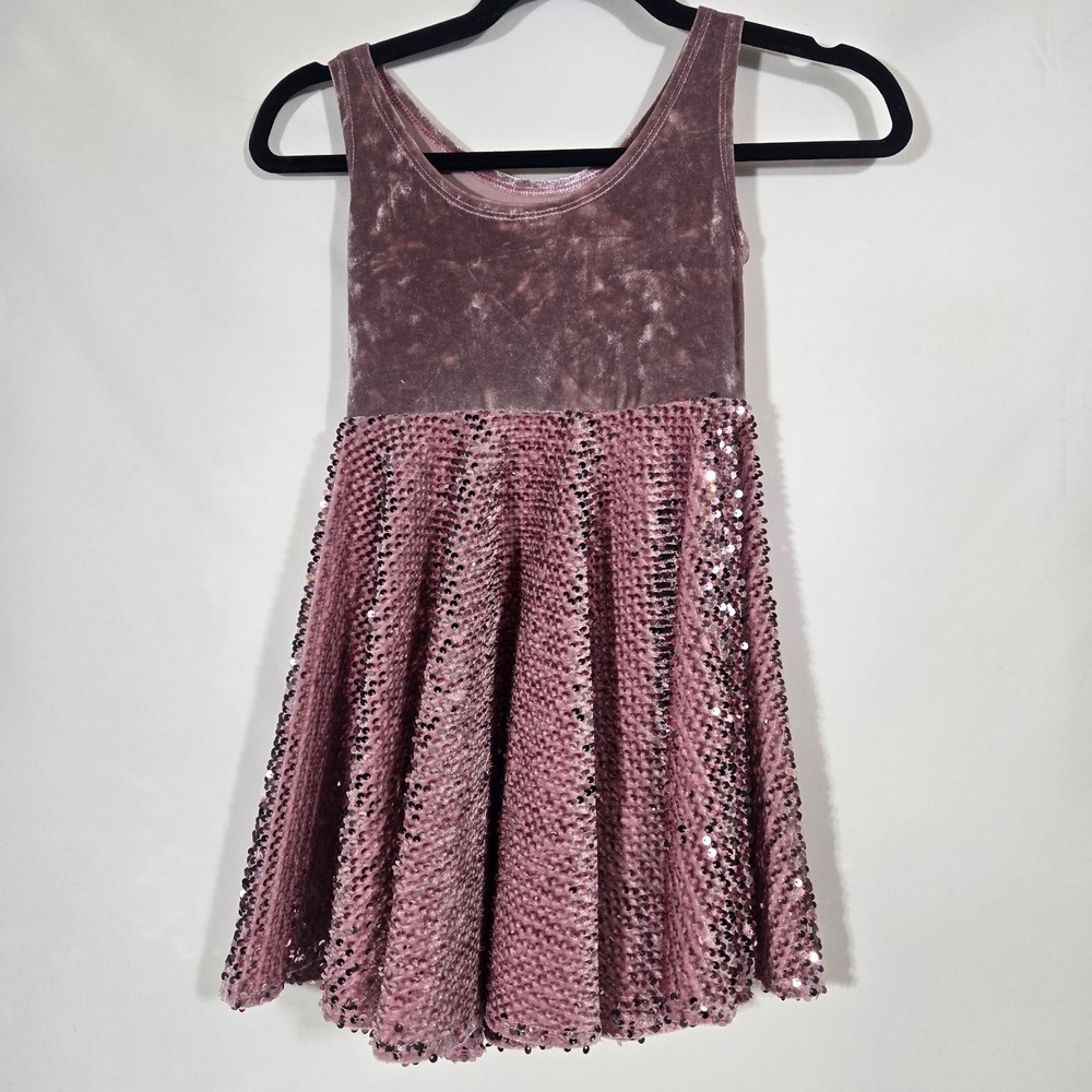 Fi & Me Pink | Velvet/ Velour And Sequin Dress | Girls Size 7